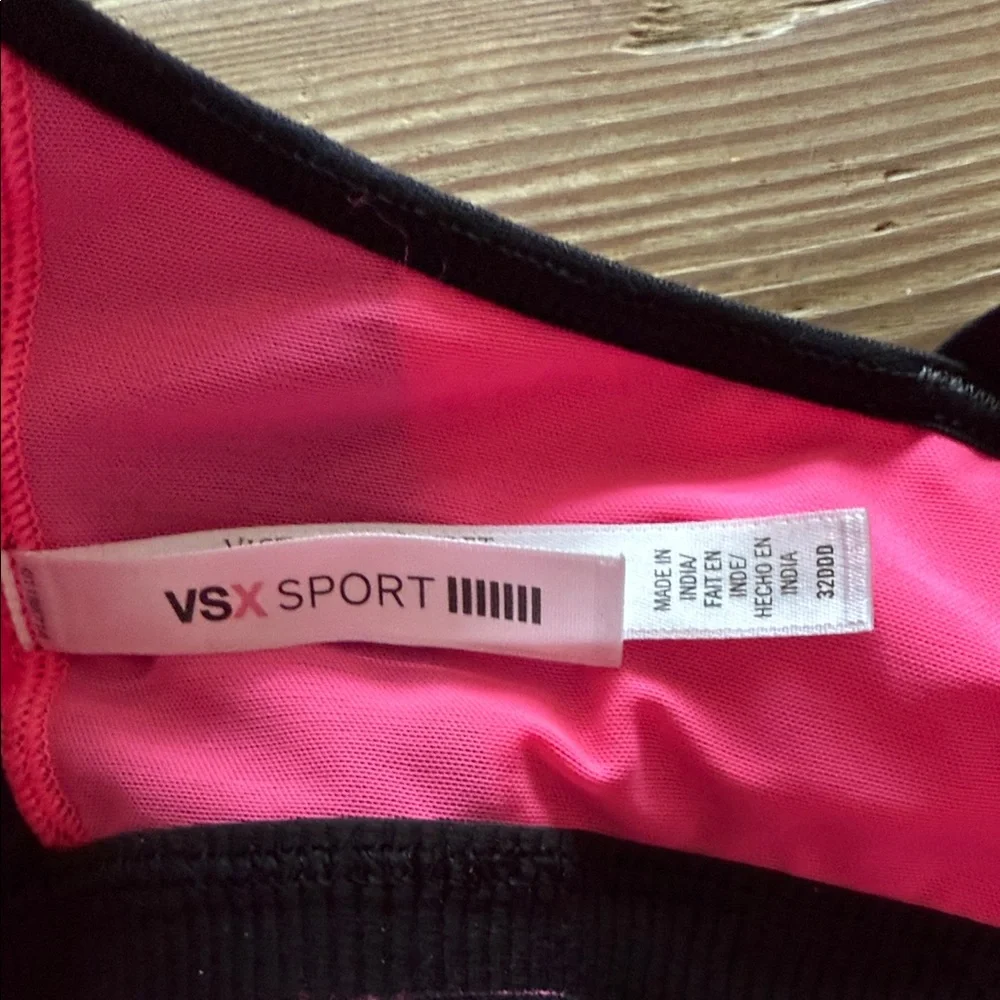 Victoria Secret VSX Black and Pink Perforated knockout Sports Bra
